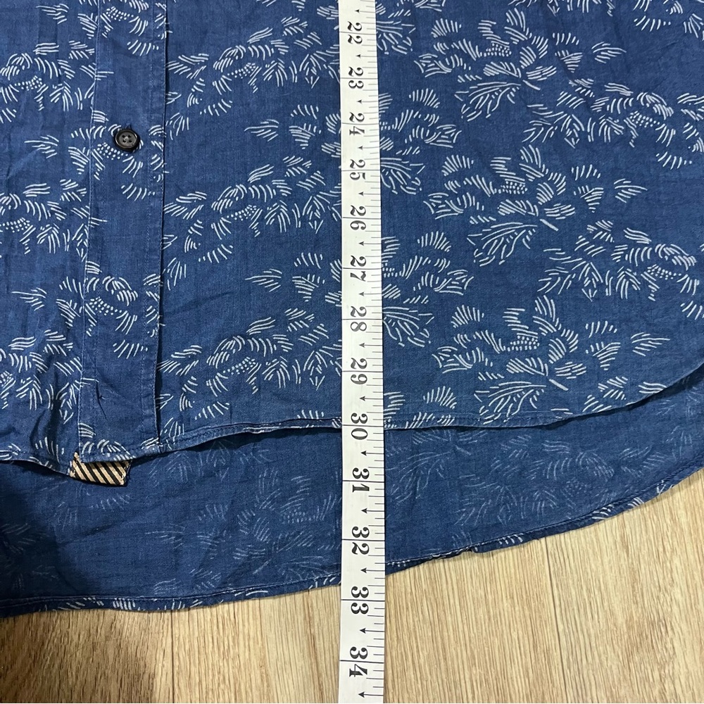 Billy Reid Blue Printed Standstd Button Down Short Sleeve Shirt XL - Picture 6 of 6